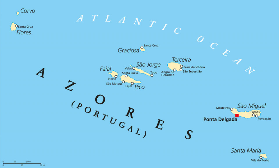 Azoren Weltkarte | Landkarte