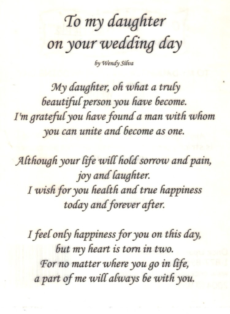 Poem To My Daughter On Her Wedding Day Wedding Ideas