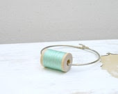 Mini Wooden Spool Bracelet Mint Pastel Color - arthandmadejewelry