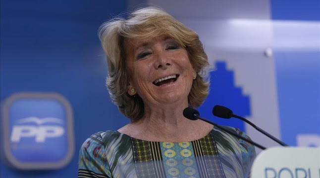 Esperanza Aguirre, en su rueda de prensa de valoración del 24-M, este miércoles, 26 de mayo.