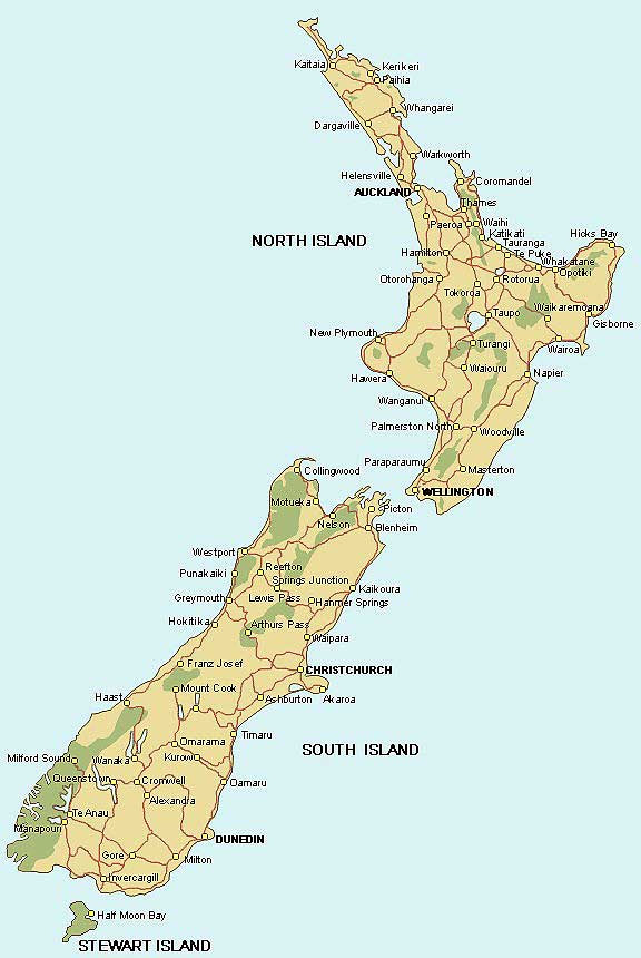 Neuseeland Karte Südinsel | Landkarte
