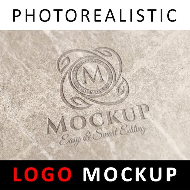 Logo mockup - engraved logo on marble PSD Template
