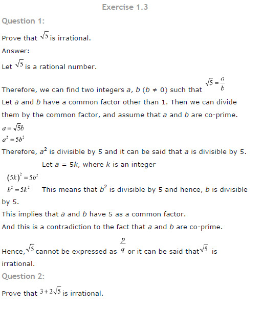 NCERT Solutions for Class 10th Maths Chapter 1 - Real Numbers