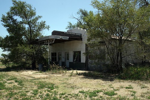 abandoned service station, adrian, texas