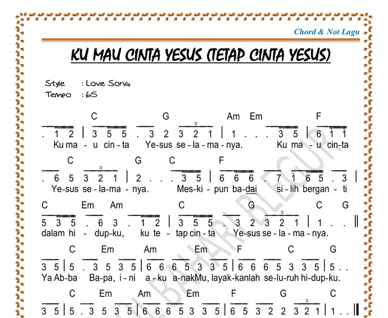 Lirik lagu kumau cinta yesus