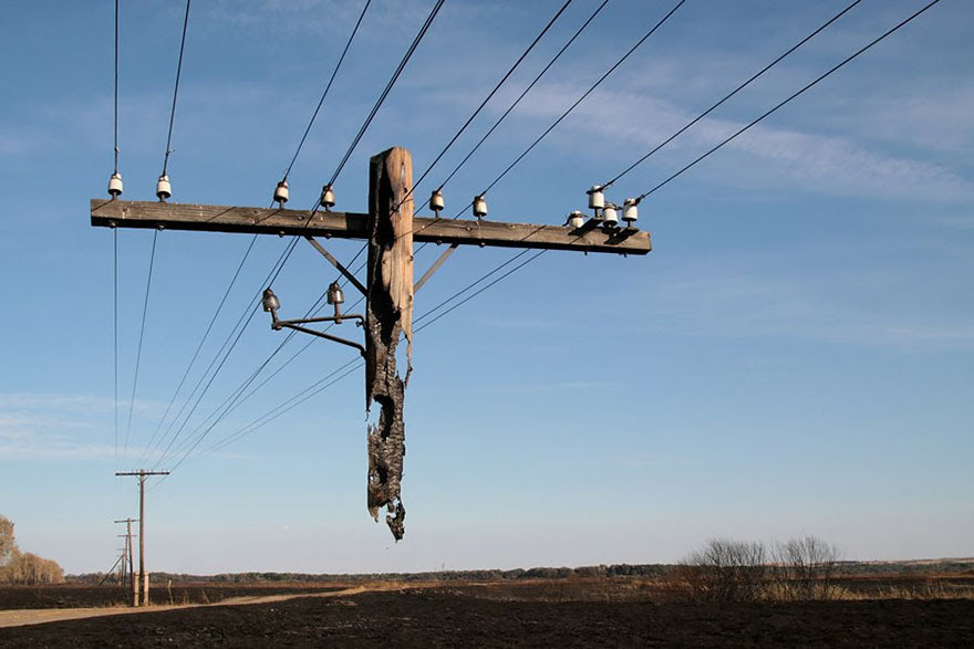 Burned-Out Utility Pole Burned-Out Utility Pole