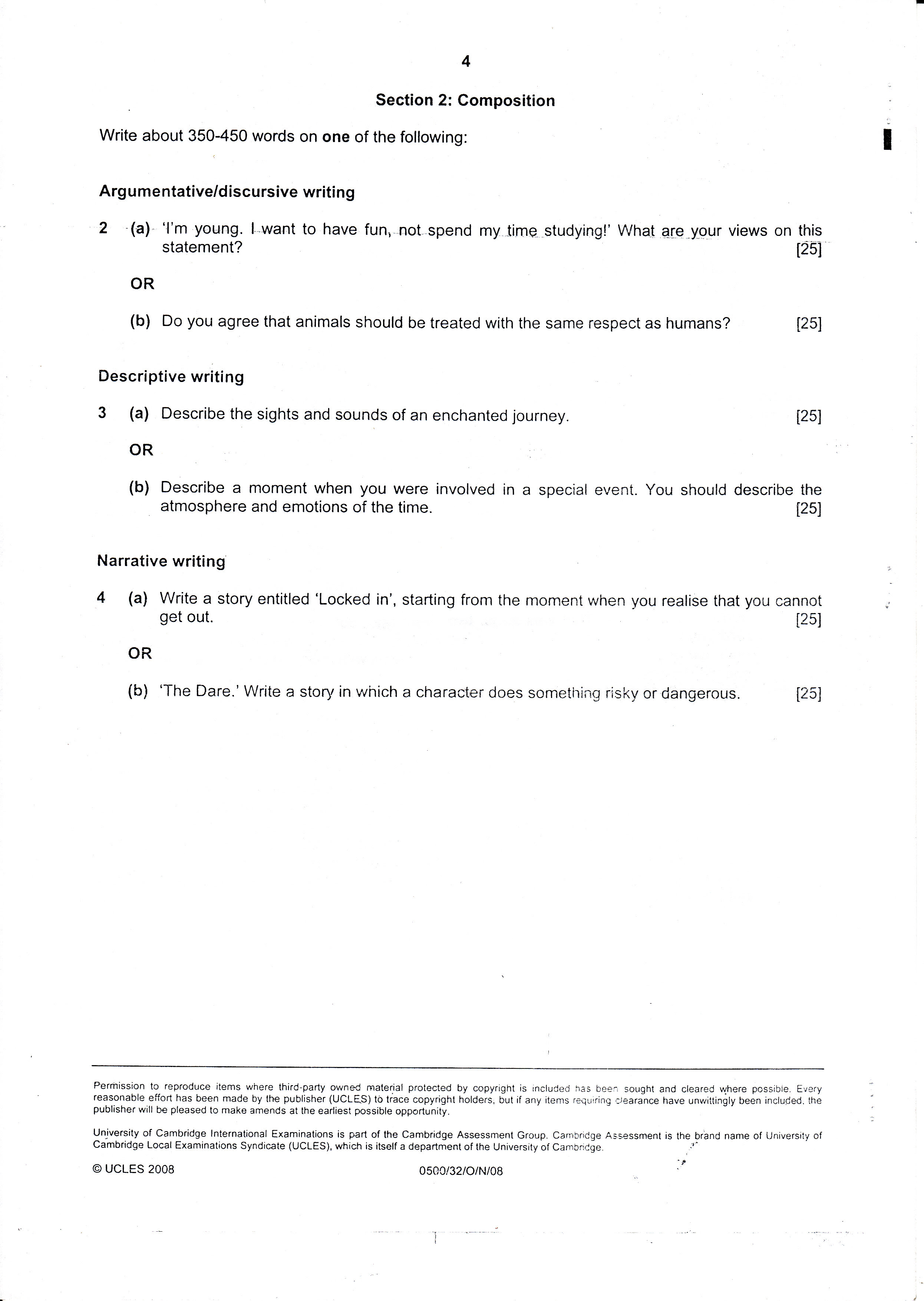 igcse english language essay topics