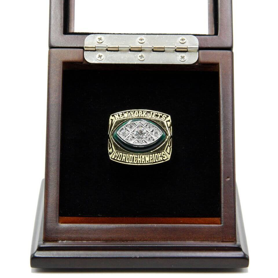 NFL 1968 Super Bowl III New York Jets Championship Replica Ring With Plaque NFL 1968 Super Bowl III New York Jets Championship Replica Ring With Plaque