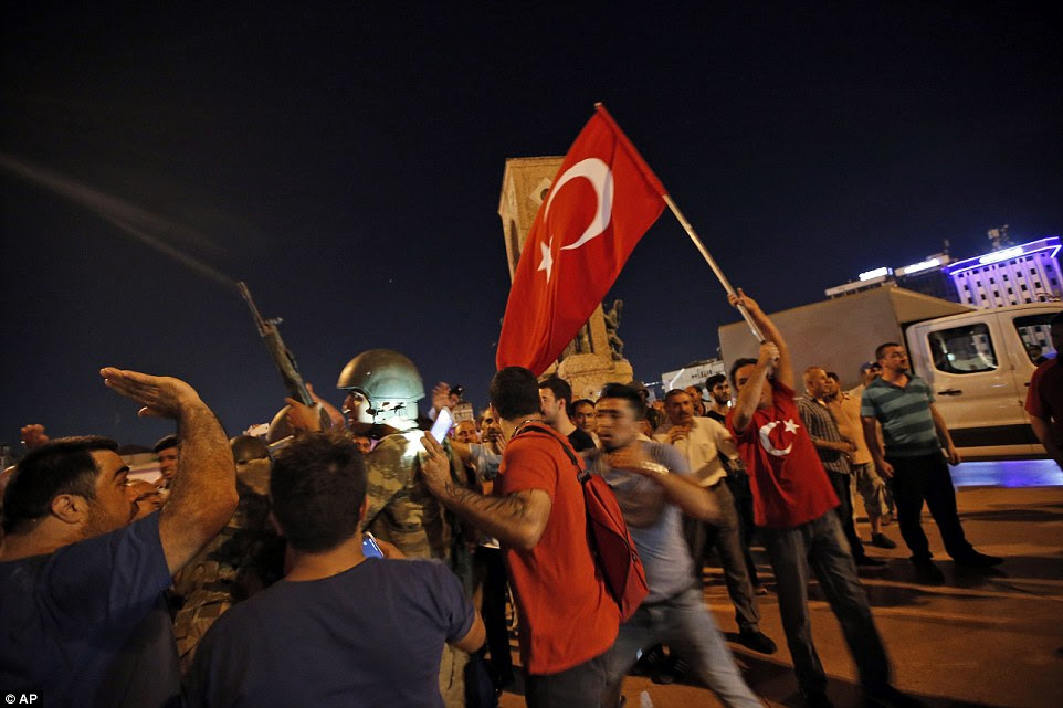 Turkish people appear to have heeded Erdogan's appeal to take to the streets to protest against the military takeover 