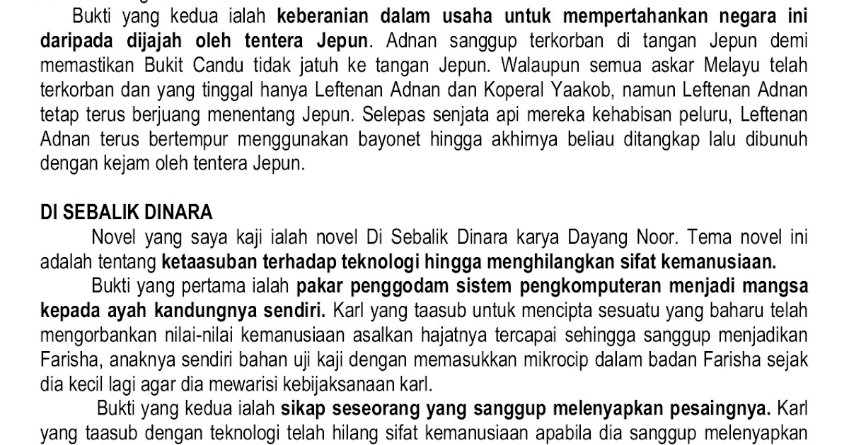 Contoh Soalan Tema Dan Jawapan Novel Di Sebalik Dinara  malayuswea