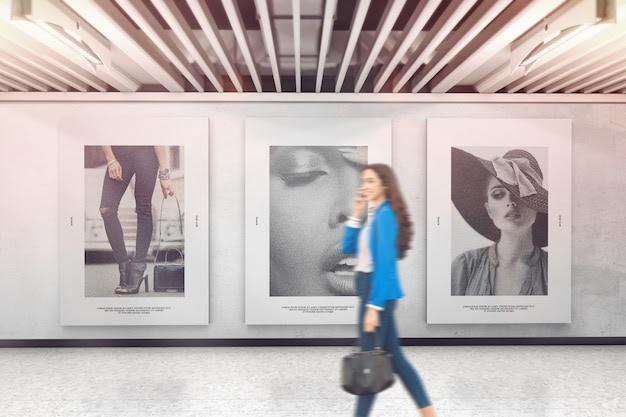 Download Three posters on the exhibition wall mockup PSD Template ...