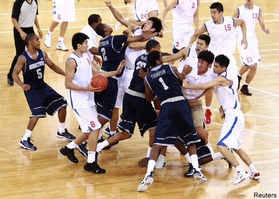 Wild brawl ends Georgetown’s exhibition game in China early