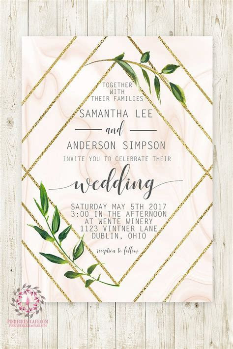 Geometric Marble Greenery Wedding Invite Invitation Bridal Geometric Marble Greenery Wedding Invite Invitation Bridal