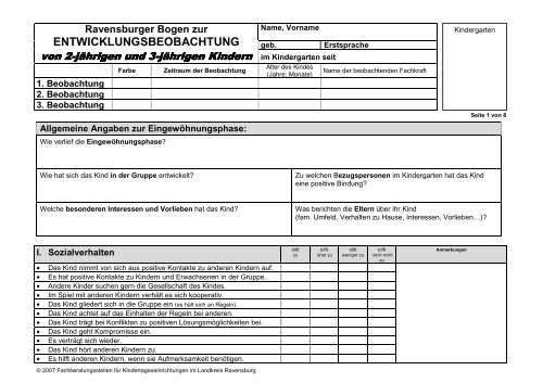 Beobachtungsbogen U3 Gratis - Beobachten und dokumentieren in der Kita