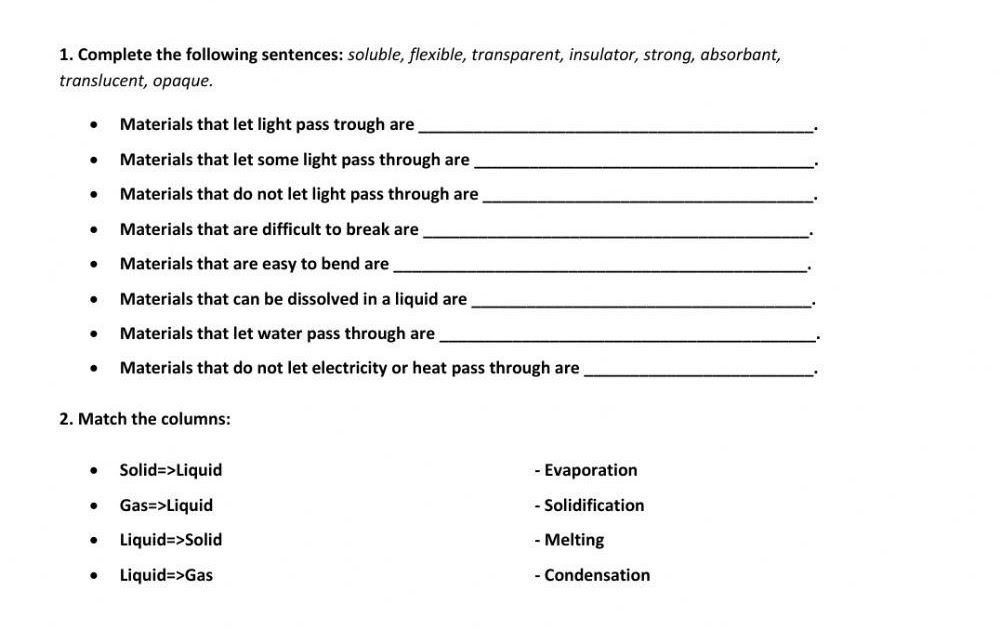 Properties Of Water Worksheet Answers - worksheet