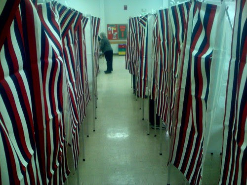 NH: Red, White and Blue polling place
