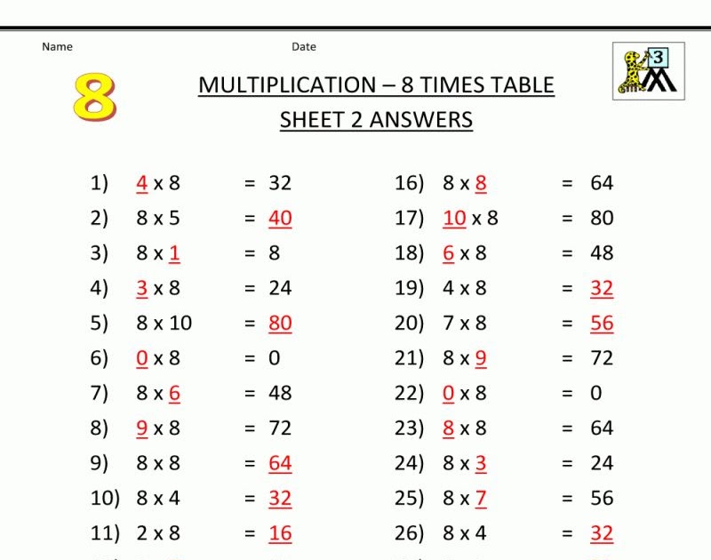 Free Maths Worksheets For Grade 8 With Answers - Leonard Burton's