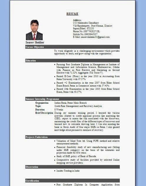 resume format for experienced bcom graduates