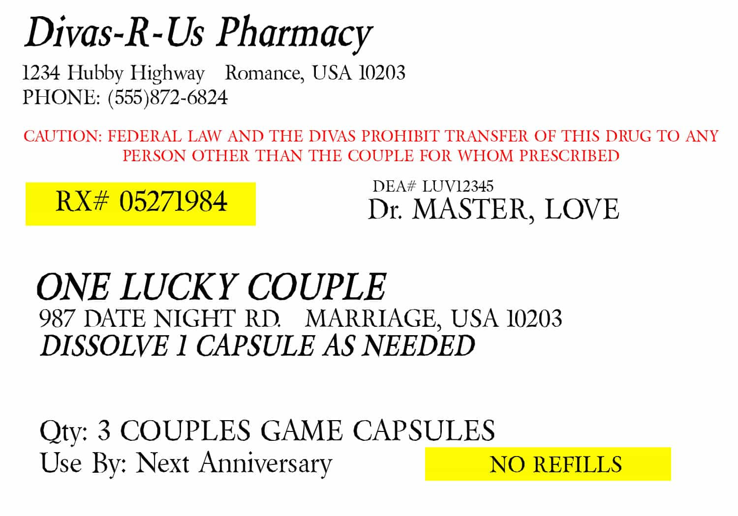 Prescription for Fun - A Free Printable Romance Idea