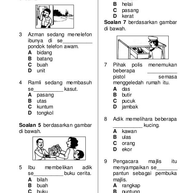 Soalan Latihan Bahasa Melayu Darjah 4 - Pilihlah