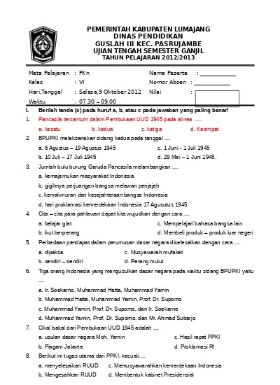 Soal Kelas 6 Sd Bahasa Indonesia Kurikulum 1017 - Soal Matpel