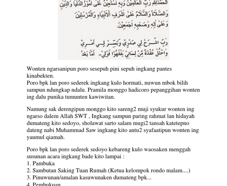 Teks Mc Pengajian Selapanan Bahasa Jawa Yang Baik Dan
