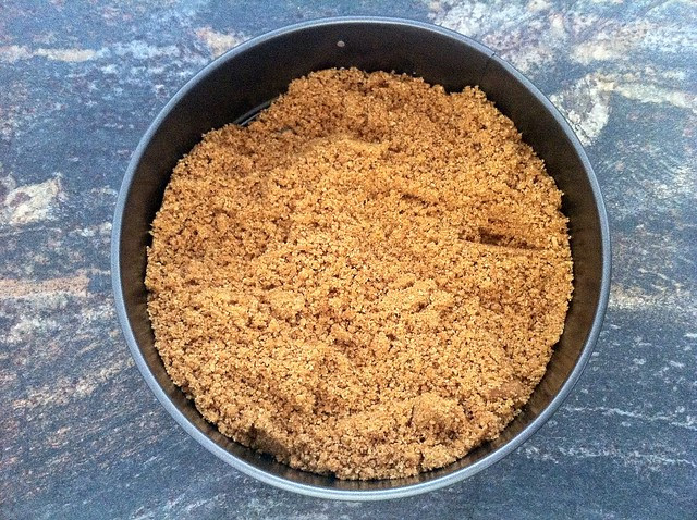 Buttered Crumbs Added to Springform Pan