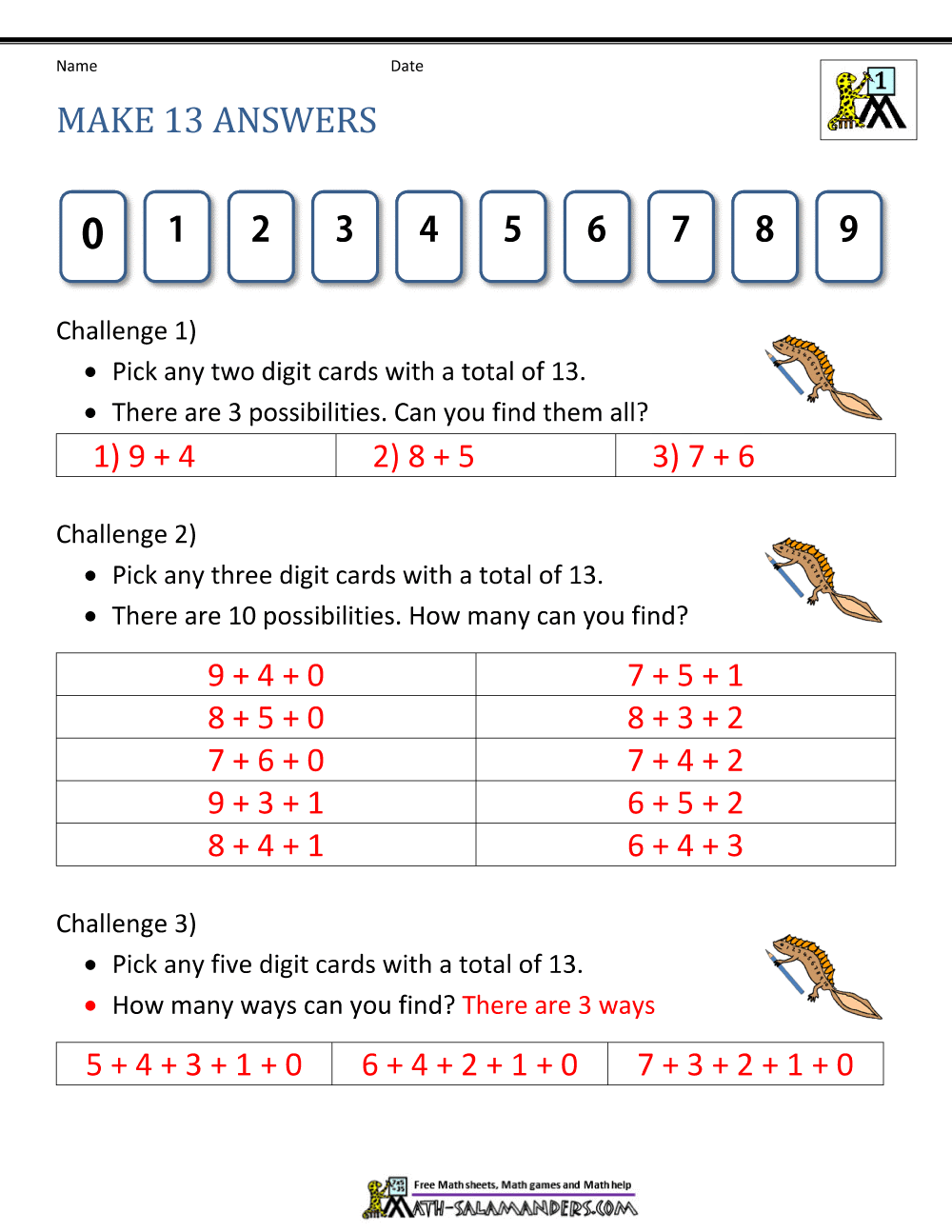 math worksheet land