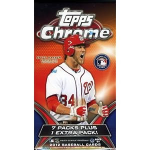2012 Topps Chrome MLB Baseball EXCLUSIVE Factory Sealed Retail Box with SPECIAL PURPLE Refractors only found in this Box ! Look for Rookie Cards and Rare Autographs of Bryce Harper,Yu Darvish,Yoenis Cespedes and More! Topps Chrome is always SUPER HOT !