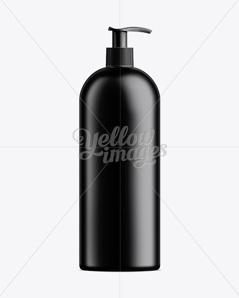 Download Download Black Plastic Cosmetic Bottle With Batcher 1000 Ml Psd PSD Mockup Templates