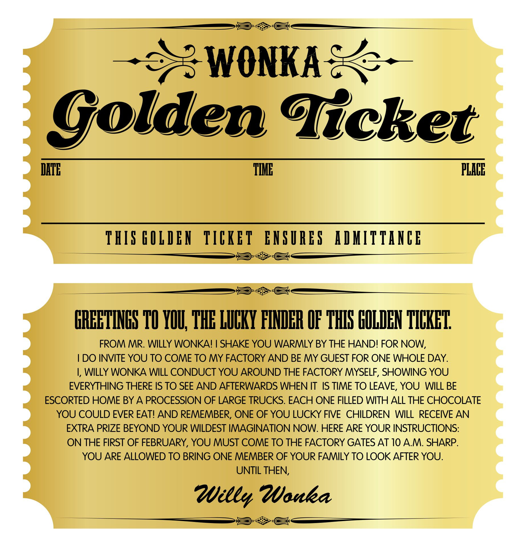 Editable Golden Ticket Calendar June