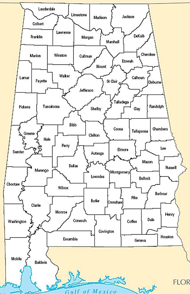 Blank Map Of Alabama Counties