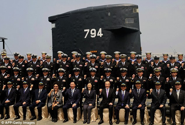 President Tsai Ing-wen has visited a submarine at the southern naval port of Zuoying, about 218 miles from the capital, Taipei today