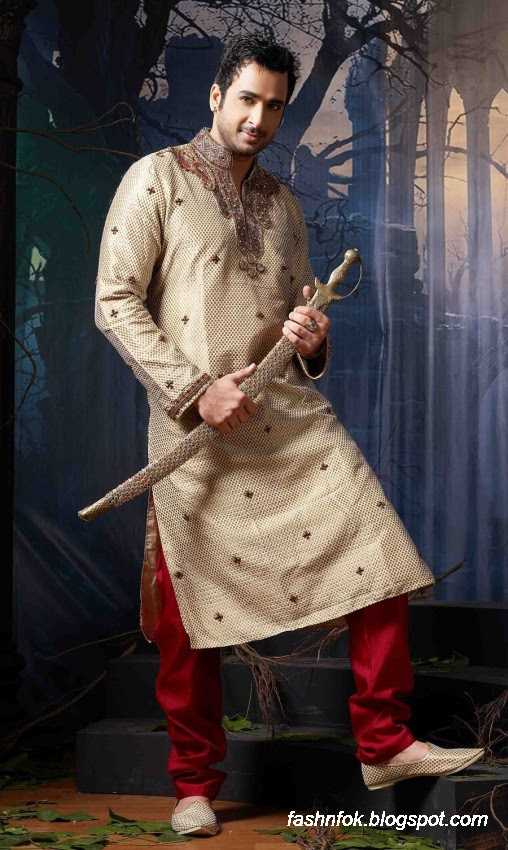Fashion & Fok: Kurta Designs-Men-Male New Latest Silk Kurta Style