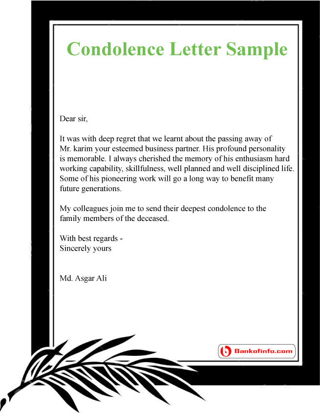 definition condolence letter Condolences Sample scrumps Letter
