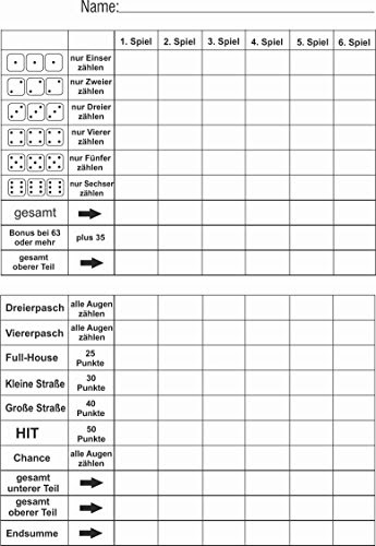 Kniffel Block Ausdrucken : Kniffel Vorlage zum Ausdrucken #printable #