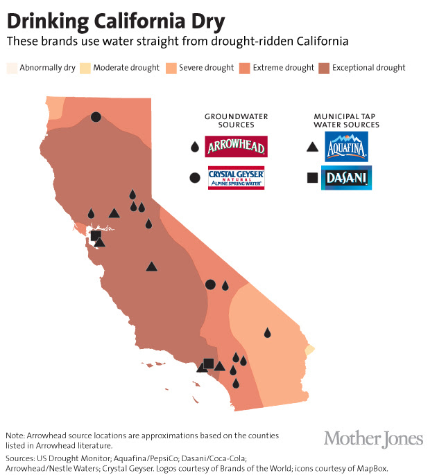 Drinking California Dry - map of bottled water aquifiers
