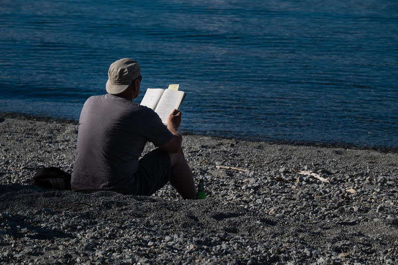 Reading a book at Lake Wanaka Reading a book at Lake Wanaka