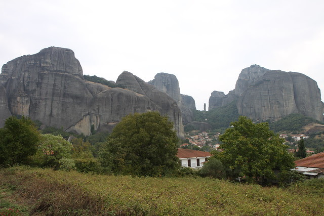 View rock towers of Meteora from Doupiani House