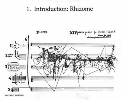 Sylvano Bussotti, Rhizome, 1959
‘Any point of a rhizome can be connected to anything other, and must be.’ A Thousand Plateaus, Deleuze & Guattari.