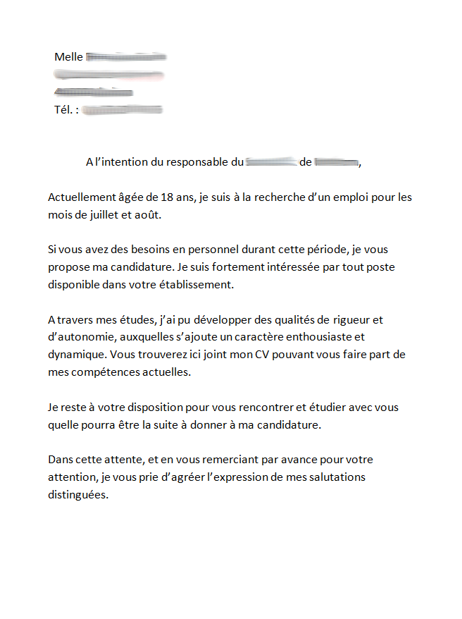 Lettre de motivation Job dété Modèle de Lettre Lettre Utile