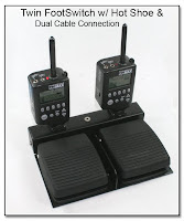 LT1024: Twin Heavy Duty FootSwitch with Hot Shoe and Dual Cable Connection showing PW's in Hot Shoes