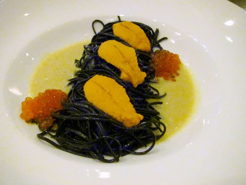 Squid Ink Fettucine, Uni, Caviar