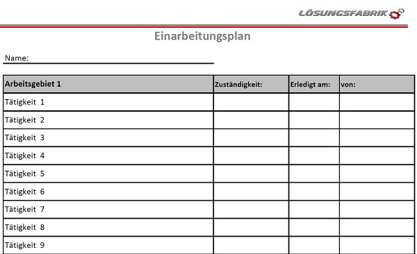 Featured image of post The Best 28 Einarbeitungsplan Kostenlose Vorlage