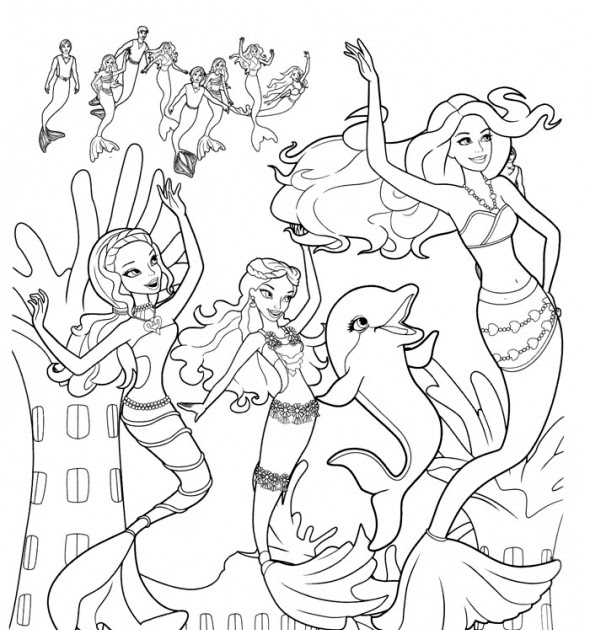 Mermaid And Dolphin Coloring Pages Printable - Draw-power