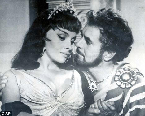 Legendary: Gina Lollobrigida pictured as the Queen of Sheba, with Tyrone Power as Solomon in the 1959 film Solomon and Sheba