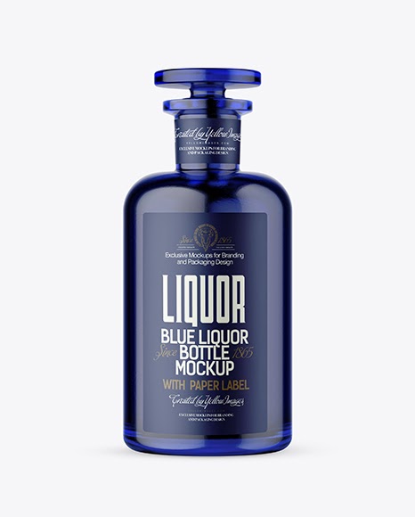 Blue Glass Bottle Mockup PSD Template - Download Free Blue Glass Bottle