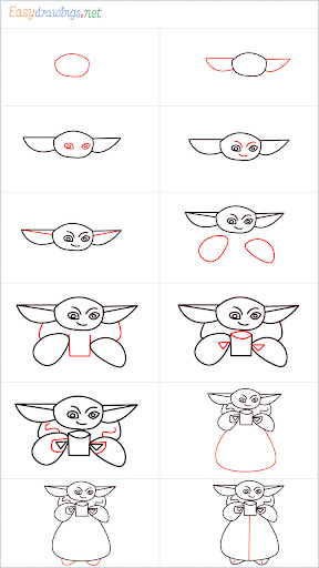 A Picture Of Baby Yoda To Draw : Baby Yoda Drawing Easy Using One ...