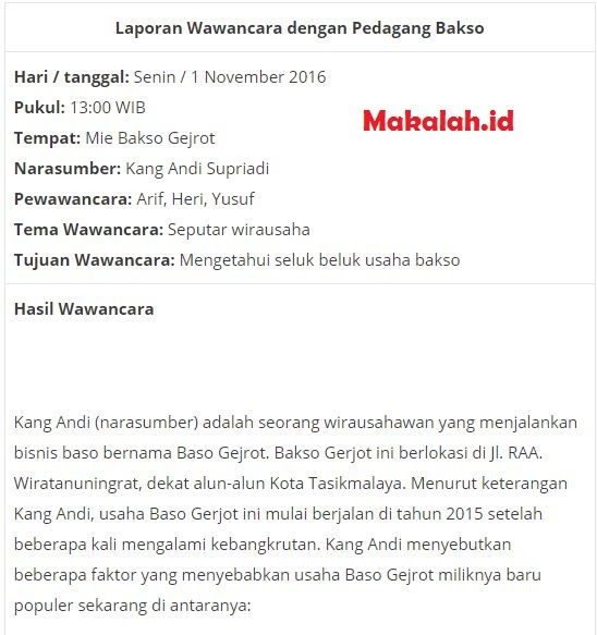 Contoh Hasil Wawancara Dalam Bentuk Paragraf