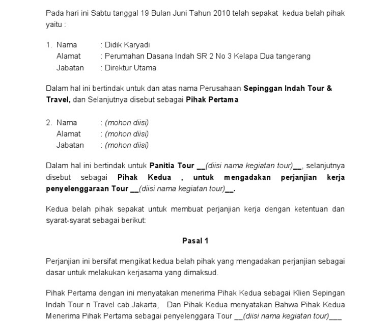 Contoh Surat Penawaran Kerjasama Hotel Dan Travel